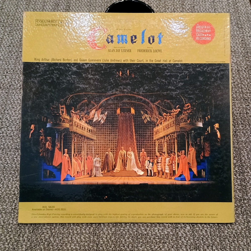 Camelot Original Broadway Cast Vinyl LP Richard Burton Julie Andrews KOL 5620